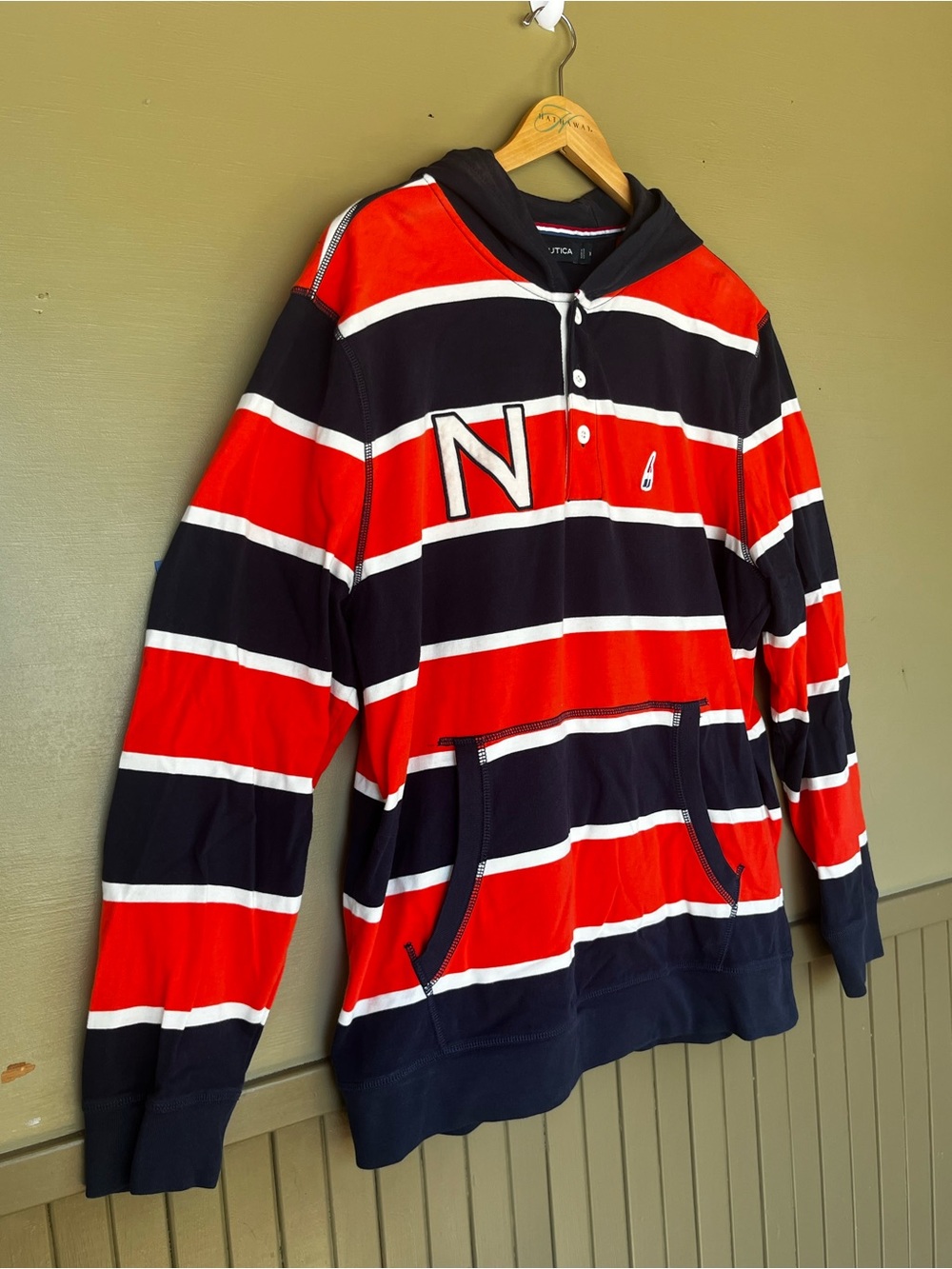 Nautica Striped Hooded Rugby Pullover XL - Picture 2 of 9